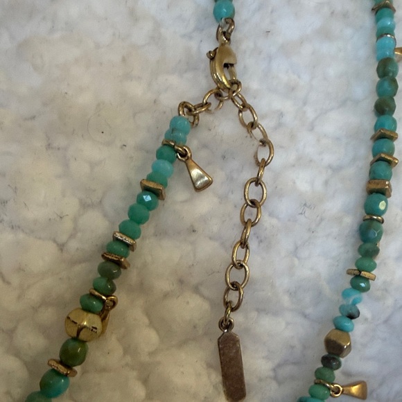 Stella & Dot Turquoise and Gold Beaded Necklace - Picture 5 of 13